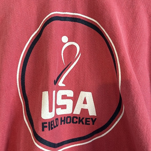Medium Champion USA Field Hockey Hooded Sweatshirt, Pink, Vintage Look - Picture 3 of 7